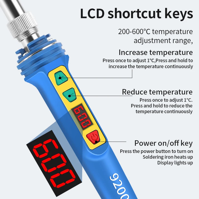 Imagem -04 - Luxianzi-ferro de Solda Elétrica Solda Ajustável Conjunto de Ferramentas de Reparação de Solda Lcd Digital Temperatura 200600 °c 150w 200w 220 w