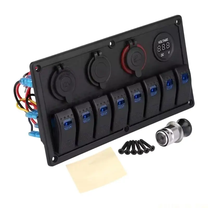 J0MA Strong 8 Gang Push Control Panel For Boat Vehicle Bus Including USB Ports