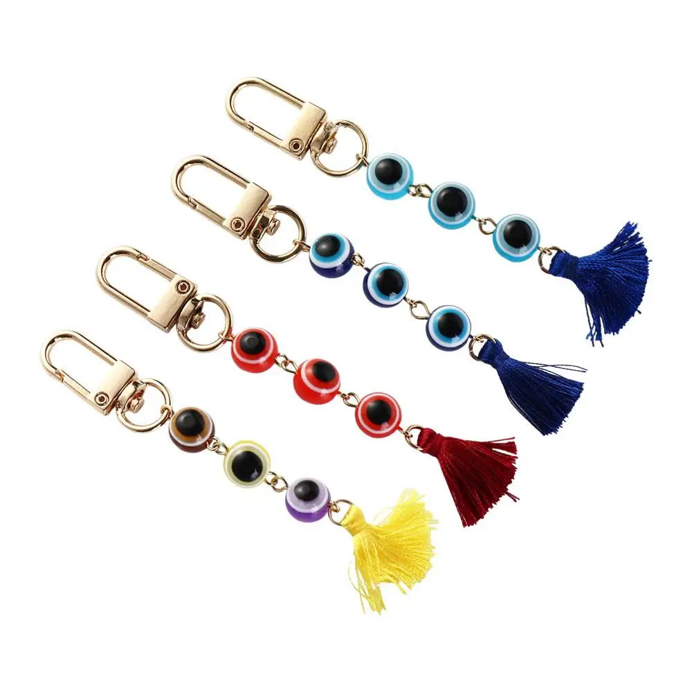 Unique Lucky Turkish Evil Eye Keychain Exquisite Fashion Colorful Tassel Pendant Creative Demon Eye Keyring