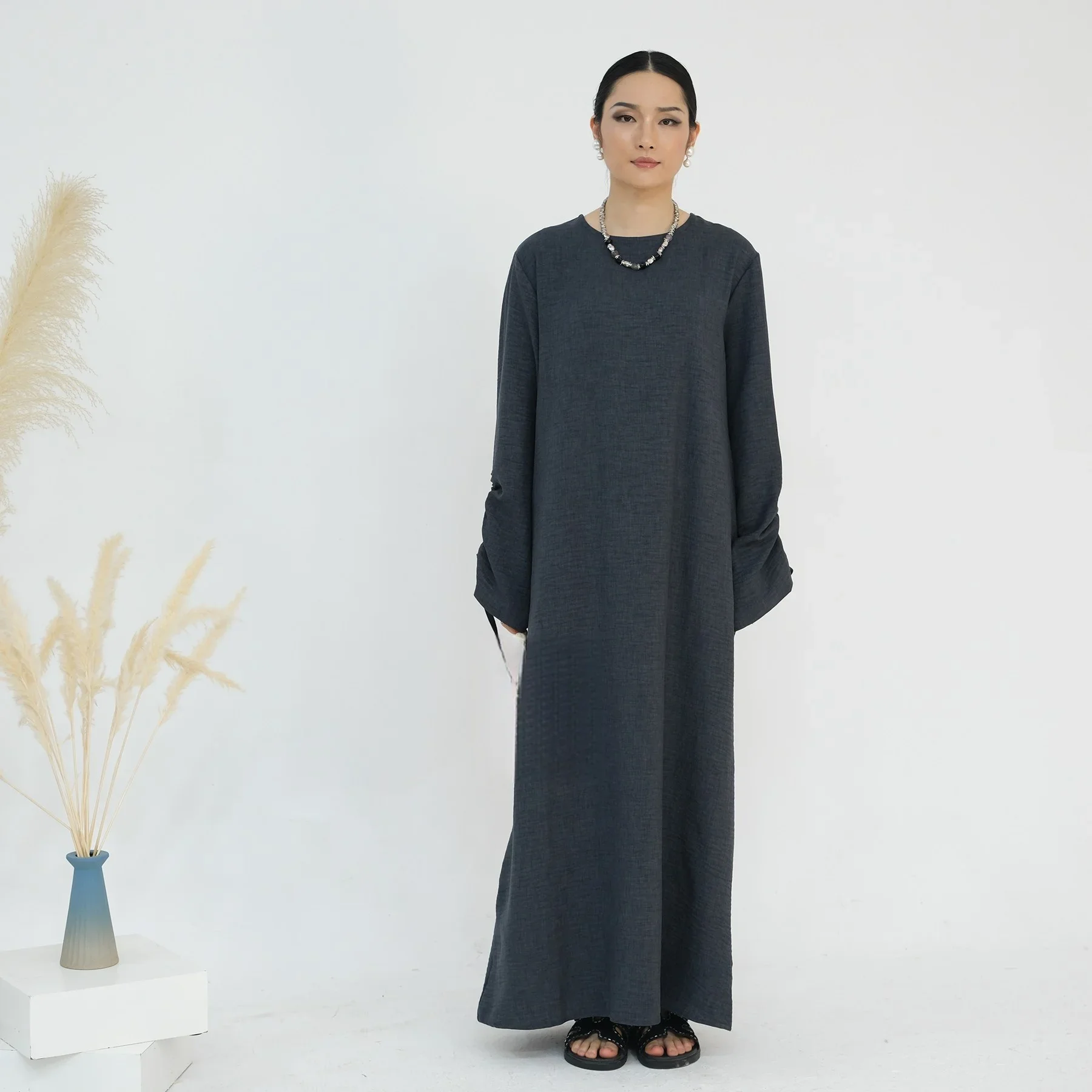 Eid Plain Abaya Vrouwen Moslim Jurk Dubai Jurk Turkije Kaftan Kebaya Caftan Marocain Femme Musulmane Vestidos Gewaad Islam Jalabiya