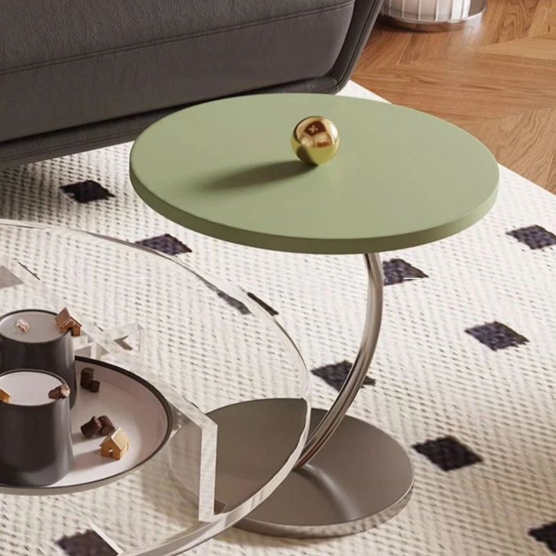 Estilo francês luz de luxo sala estar mesa café simples quarto mesa lateral casa moderna mesa café vidro acrílico