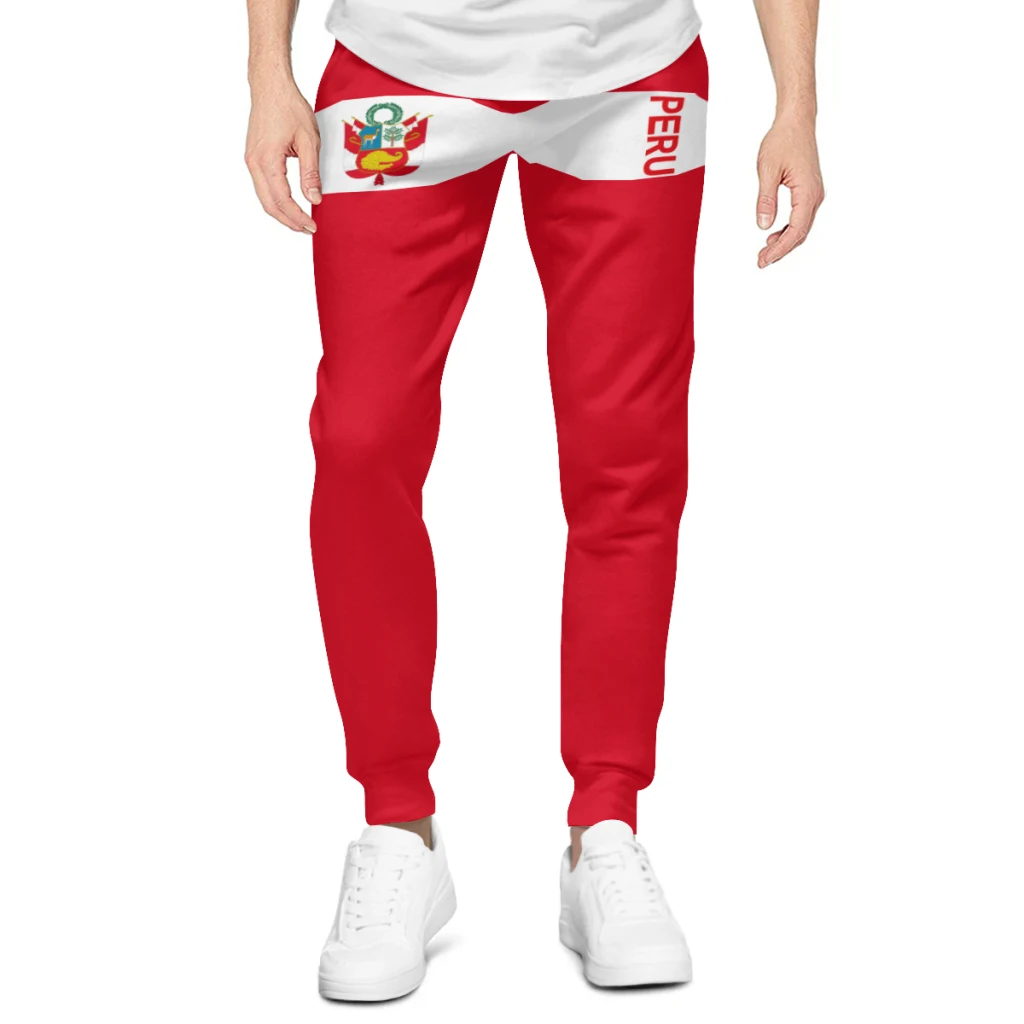 Mens Sweatpants Peru Flag Pants with Pockets Joggers Soccer Football Multifunction Sports Sweat With Drawstring