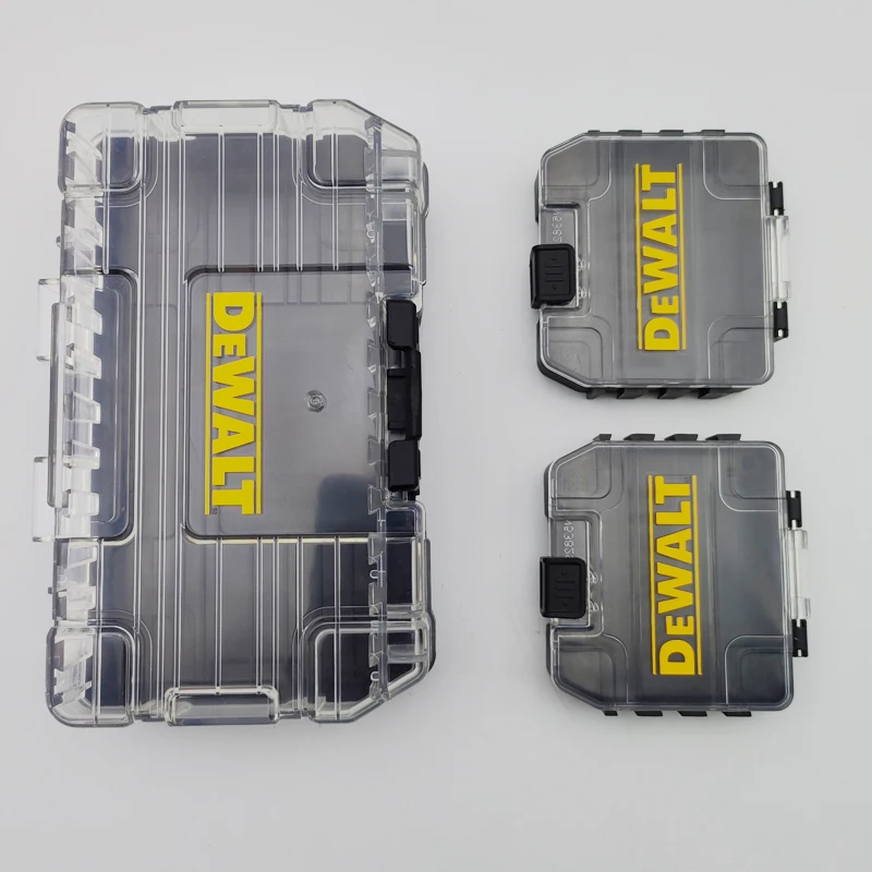 DEWALT TSTAK حافظة أدوات صعبة صغيرة سوداء متوسطة 1 قطعة صغيرة 2 قطعة مجموعة متعددة الوظائف تكويم هارد شل صندوق تخزين أجزاء