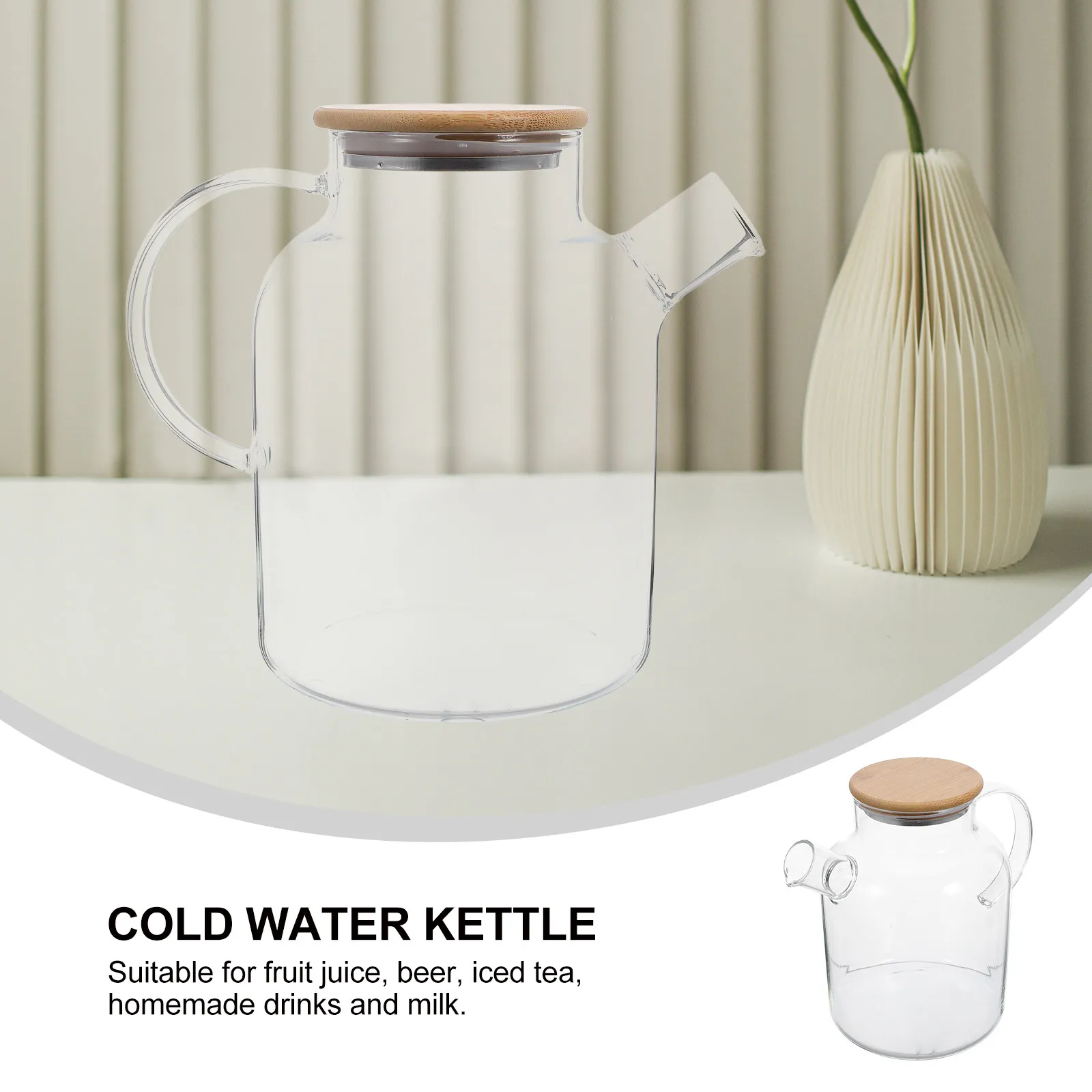 1.8L Wide Glass Stovetop Teapot Bamboo Lid Heat Resistant for Loose Leaf Tea Blooming Tea Hot Water Cold Drinks