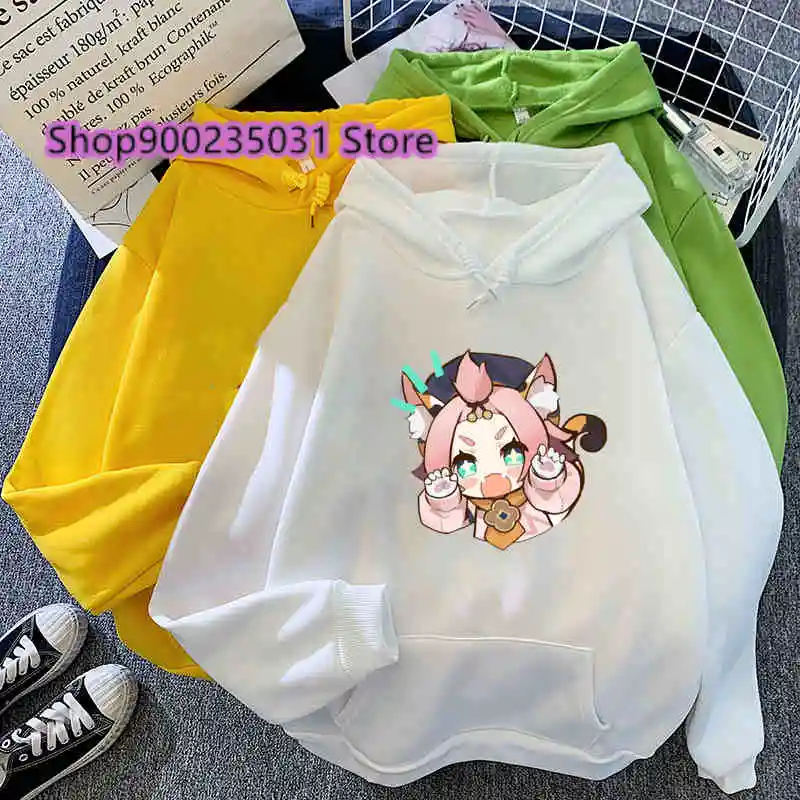 

Hu Tao Zhongli Xiao Print Pullover Genshin Impact Hoodie Women Harajuku Ganyu Hoodies Female Loose Sweatshirts Genshin Hoody