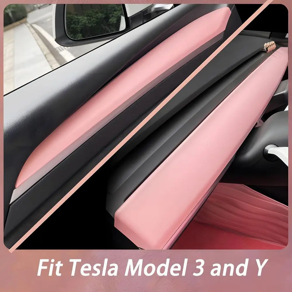 Dashboard Cover Wrap and Front Door Inner Armrest Panel Cover Trim Compatible with Tesla Model 3(2021-2023) and Model Y(2019-202