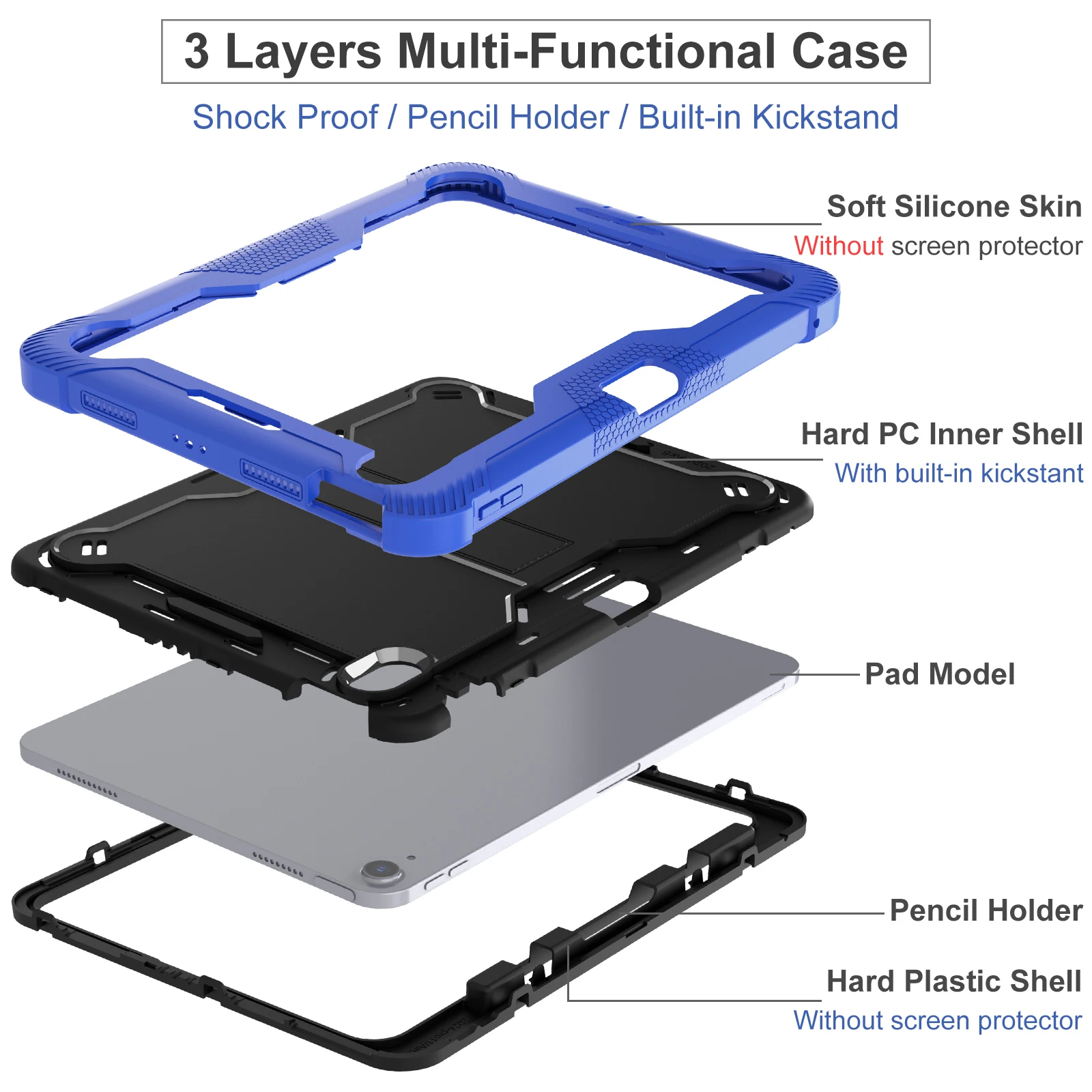 حافظة لجهاز iPad Air 5 Air 6 A16 11th Pro 11 Air 13 Armor Stand مقاومة للصدمات لجهاز iPad 10.5 10.2 9th 8th 6th 5th 9.7 Mini 7 6 #4