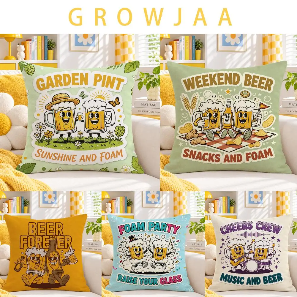 character Beer Buddies Cushion Cover Throw Pillow Short Plush Fresh Bright Cushion for Bedroom Sofa Ornament Present Gift