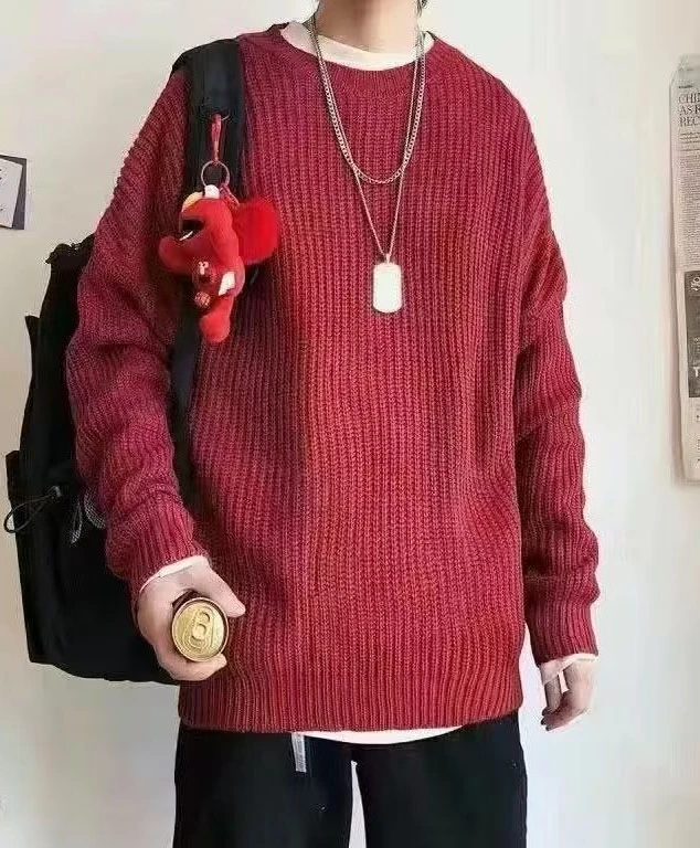 Suéter holgado de estilo coreano para hombre, suéter versátil de color sólido, ropa de moda Harajuku para pareja de estudiantes, y2k, nuevo