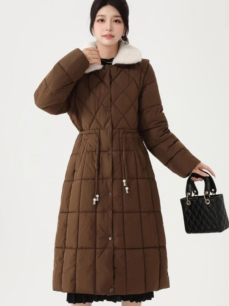 Parka abrigo mujer invierno largo algodón Casual con capucha, mangas desmontables chaleco medio a largo, prendas de vestir exteriores ajustadas de moda w1810