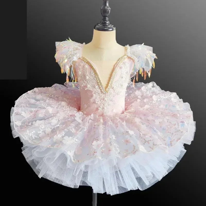 

Children's professional ballet dress girl sequin tassel modern dance dress gymnastics ballet girl birthday princess dress