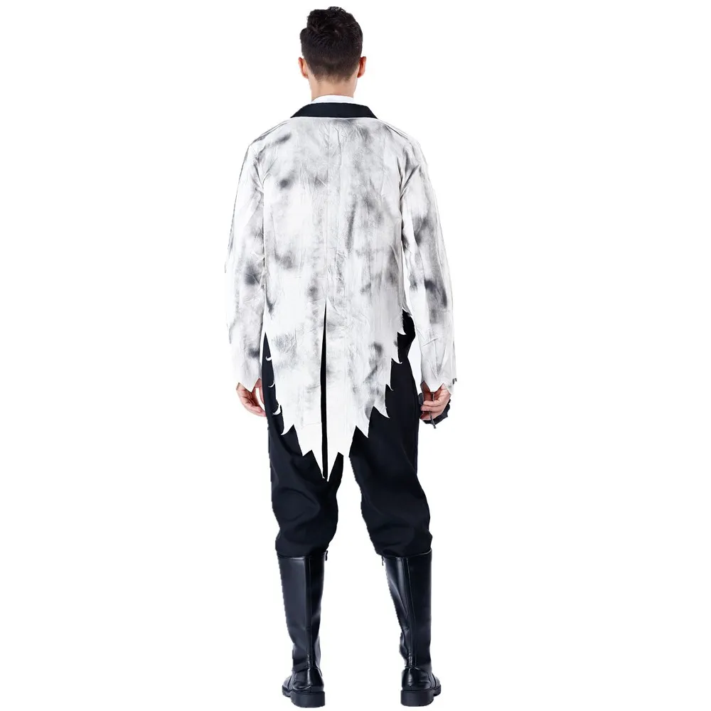 Disfraz de fantasma para hombres y mujeres, traje de Cosplay de novia y novio malvado para adultos, terrorífico, succión de sangre, Zombie, vampiro, gótico, fiesta de Halloween, vestido de lujo