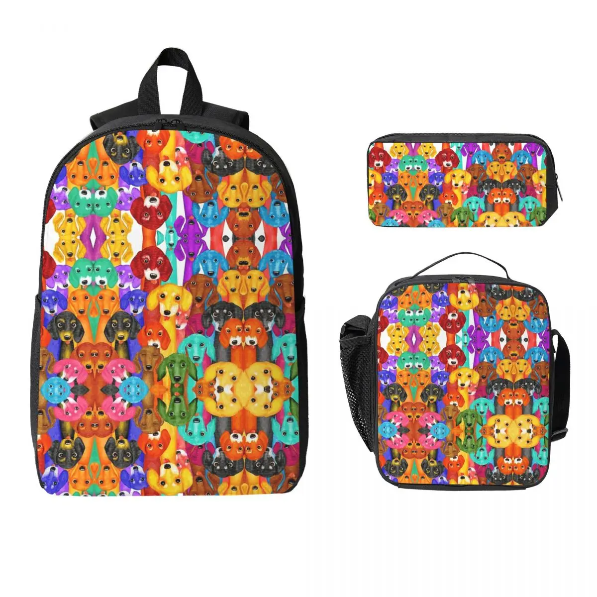 

Dachshund Dog Backpack Student Boys Girls BookBag School Bag Laptop Shoulder Bags 3ps Insulated Lunch Bag Pencil Case