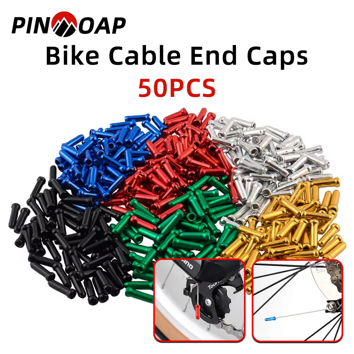 

PINMOAP 50PCS Bicycle Cable Tube Tail Cap Variable Speed Brake Cable Core Cap Aluminum Alloy Cable Core Cap Bicycle Accessories
