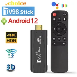 Dispositivo de TV inteligente con Android 12, decodificador con Amlogic 4K, WiFi, 1G/2G, 8G/16G, Cable HDMI inalámbrico, reproductor multimedia de red, receptor de TV, TV98