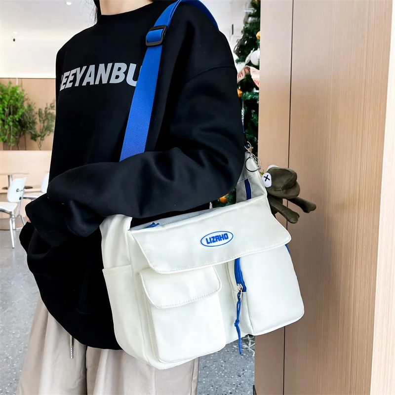 Waterproof Nylon Women Handbag Shoulder Bag Large Capacity Crossbody Bags for Teen Girls Men Harajuku Messenger Bag Student Scho