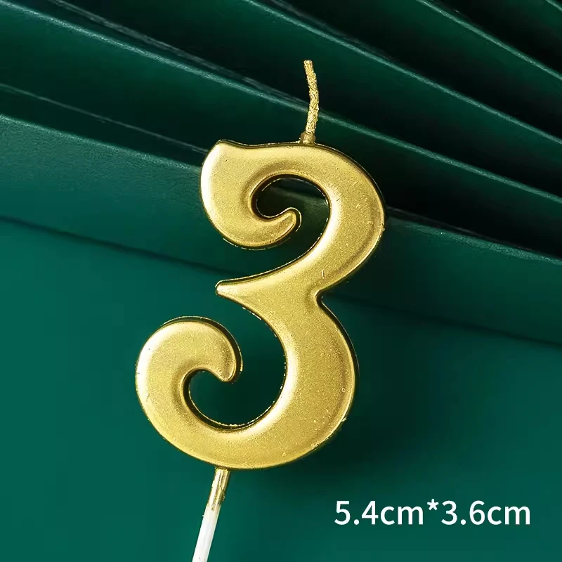 Curve Gouden Cijfers 0-9 Gelukkige Verjaardagstaartkaarsen Creatieve Decoraties Voor Kinderen Eerste Verjaardag Nummerkaarsen