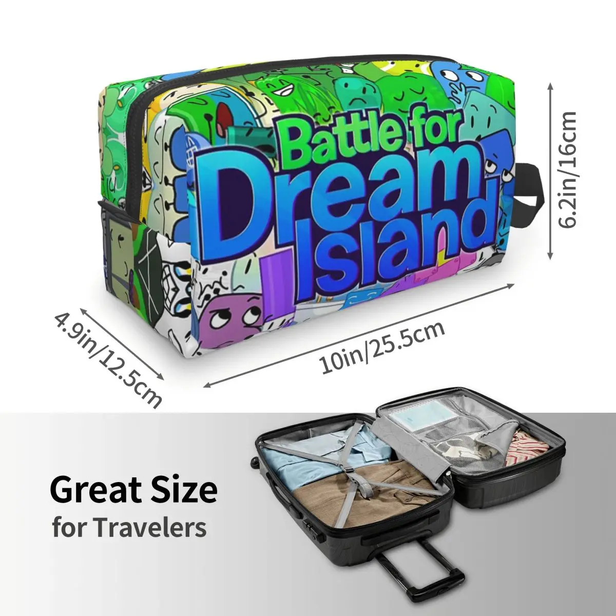 BFDI Bolsa de maquillaje fundida, organizador de cosméticos, kit Dopp, bolsa de cosméticos de aseo para mujer, estuche de lápices de viaje de belleza