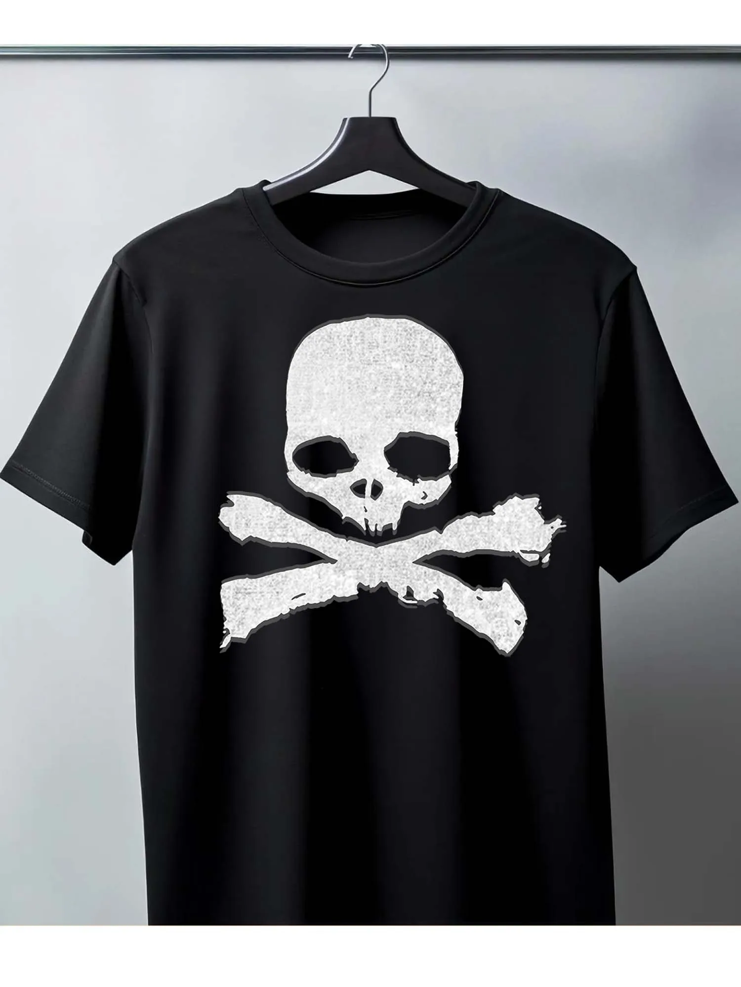 

Skull Graphic Printing Summer Autumn Winter Pure Cotton Men's and Women's T-shirts Short Sleeves Luxury Outdoor Sports Brand