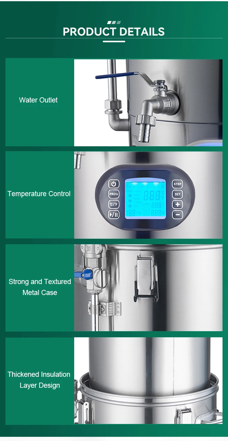 Hot Selling 35L Micro Control LED Beer Brewing Machine Whole Set Beer Brewer for Home Use Bar Use