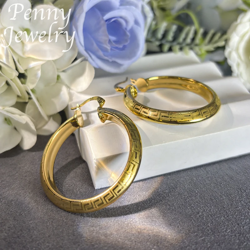 Trendy 18K Gold Plated Hoop Earrings for Women Copper Vintage Circle Earring Party Wedding Gifts Italian African Jewelry Sets