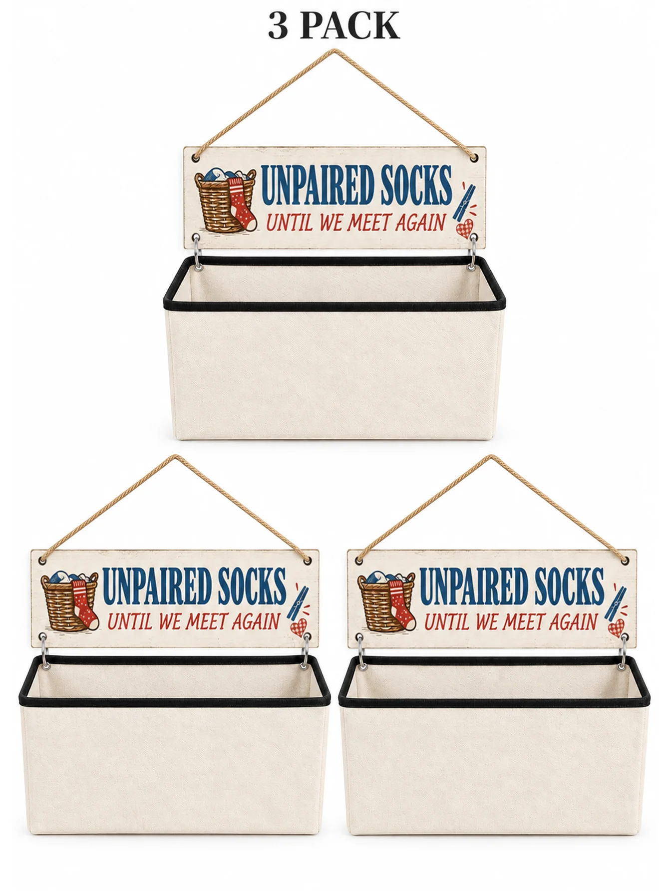 3-Pack Hanging Laundry Baskets, Wall-Mounted Storage Bags for Wardrobe, Suitable for Underwear, Bras, Socks, and Other Items, Sp