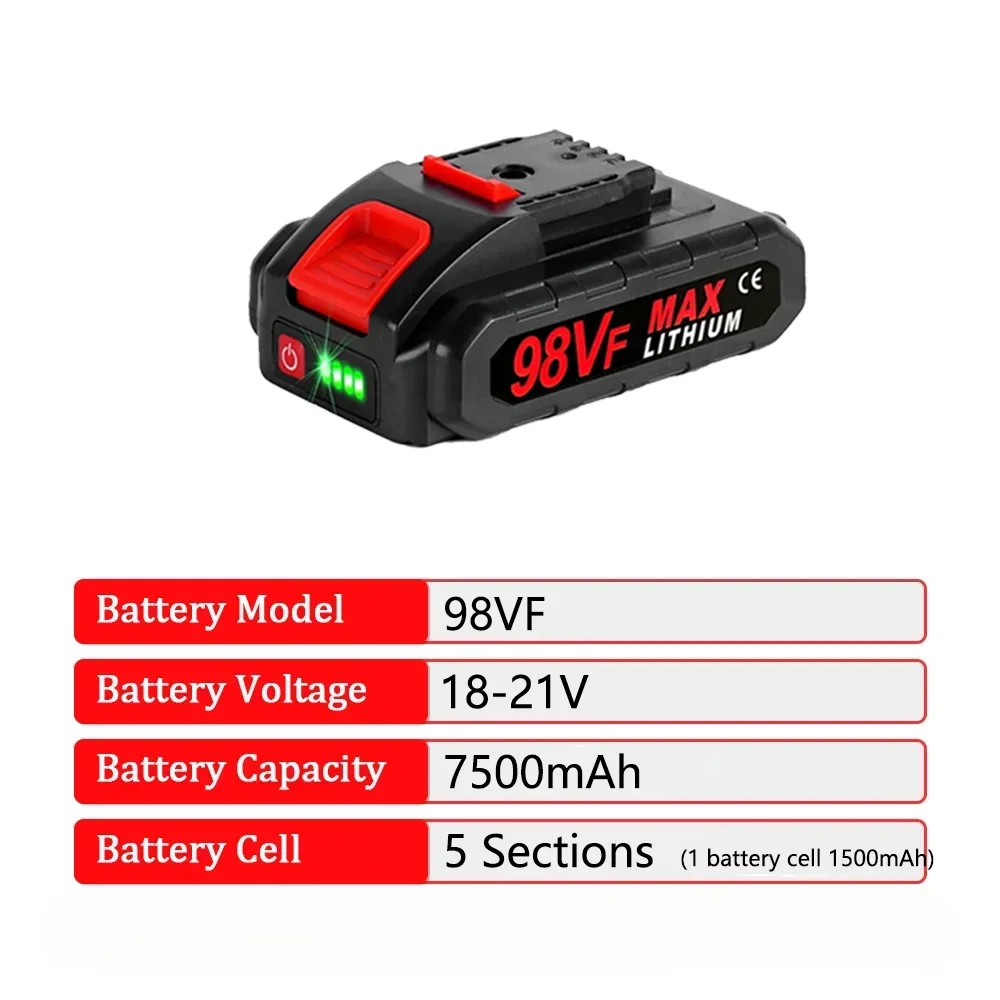 Литиевая аккумуляторная батарея большой емкости 21 В с индикатором емкости для Worx 36VF 48VF 88VF, сменная батарея для электроинструментов