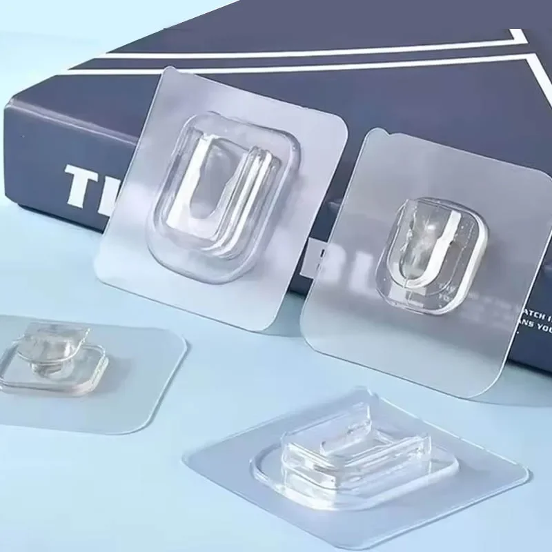 10 Pairs Double-Sided Adhesive Wall Hooks Transparent Hooks Bedroom Kitchen Multi-purpose Organizer Holders