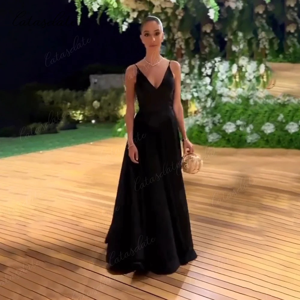 

Catasdate A Line Evening Dress Backless Party Dress Elegant Engagement Dress for Women Satin Prom vestidos fiesta Customized