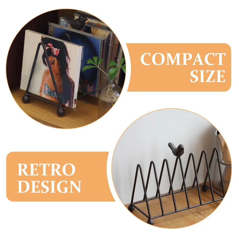 Bookend Desktop Magazine Holder Retro Metal Book Stand Organizer for Books Records Plates Office Table Shelf Decor