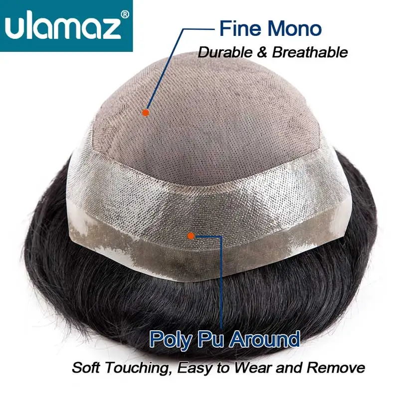

Mono PU Men's Capillary Prosthesis Durable Toupee Man Wig Human Hair Natural Hair System For Man Mono Wig Male Hair Prosthesis