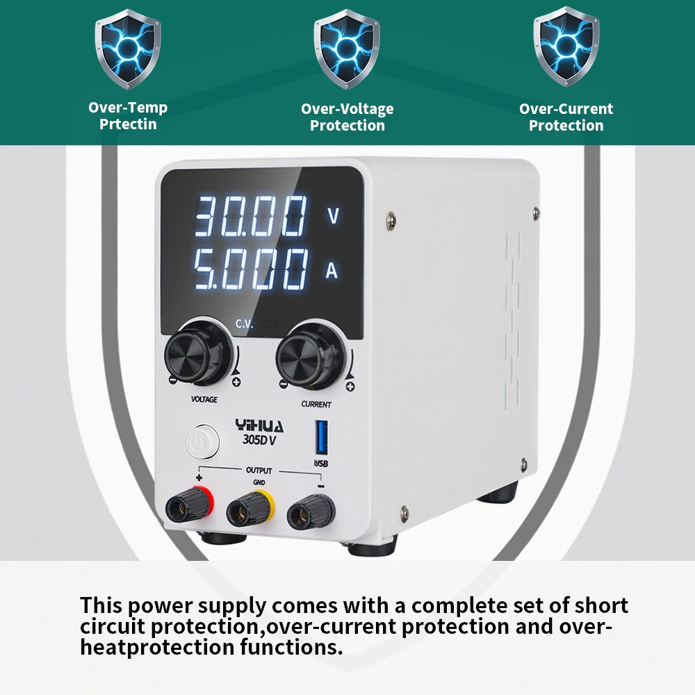 YIHUA 305D-V 180W DC Power Supply 30V 5A Adjustable Laboratory Switching Power Supply Voltage Regulator Electronic Repair Tool