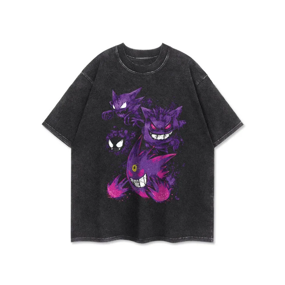 Sommer 2025, Kleidung, japanischer Anime, Vintage, gewaschen, Herren-Grafik-T-Shirts, übergroße Damen-Kurzarm-T-Shirts, Streetwear