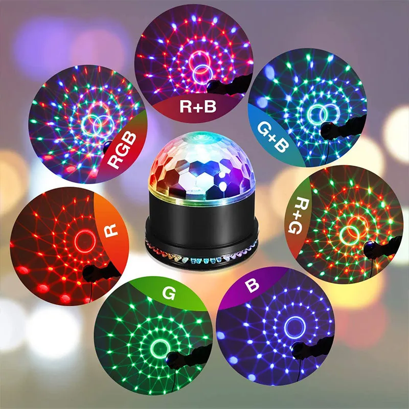 Sound Activated Rotating Disco Ball Party Lights 3W RGB LED Stage Lights Laser Projector Light For Christmas Wedding Festival