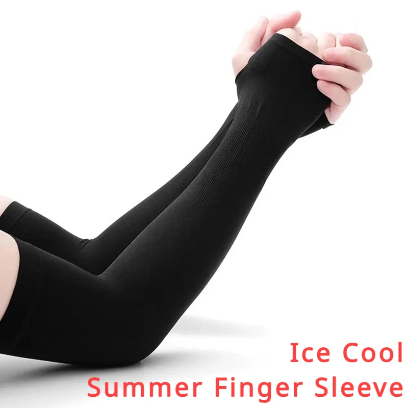 1 Pair Summer Finger Sleeve Cool Wearing High Elastic Elbow Spring Outdoor Riding Fingerless Fishing Custom Ice Silk