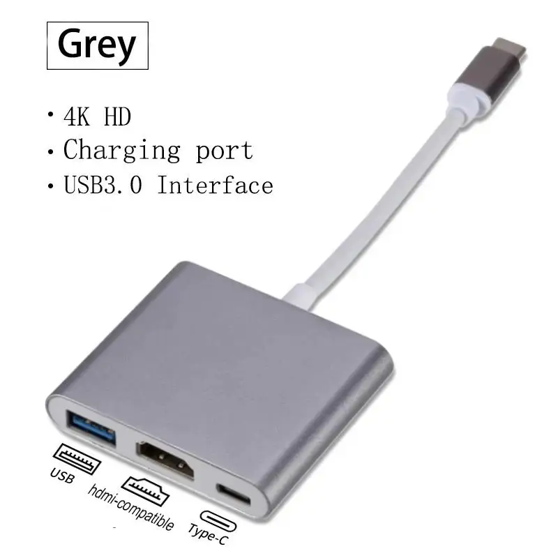 3-in-1 Typ-C-Hub USB 3.0 HDMI-kompatibler Splitter PD-Ladeadapter Stecker-zu-Buchse Verlängerungskabel Laptop-Docking-Zubehör – Detail 9