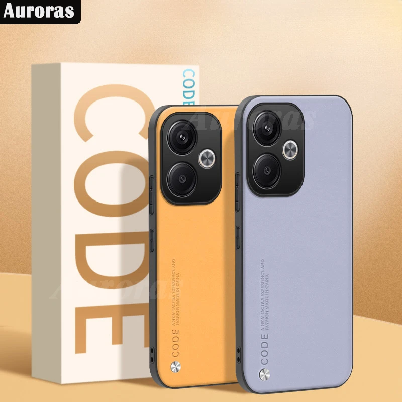 Skinlee For Xiaomi Poco F6 Case Solid Color Leather Soft Border Shockproof Cover For Redmi 13 Xiaomi Poco F6 Pro Back Casing