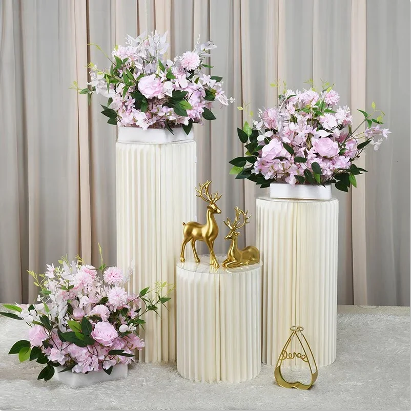 Set of Cylinder Cake Stands Honeycomb Paper Folding Dessert Table Birthday Party Backdrop Supplies Wedding Reception Decoration