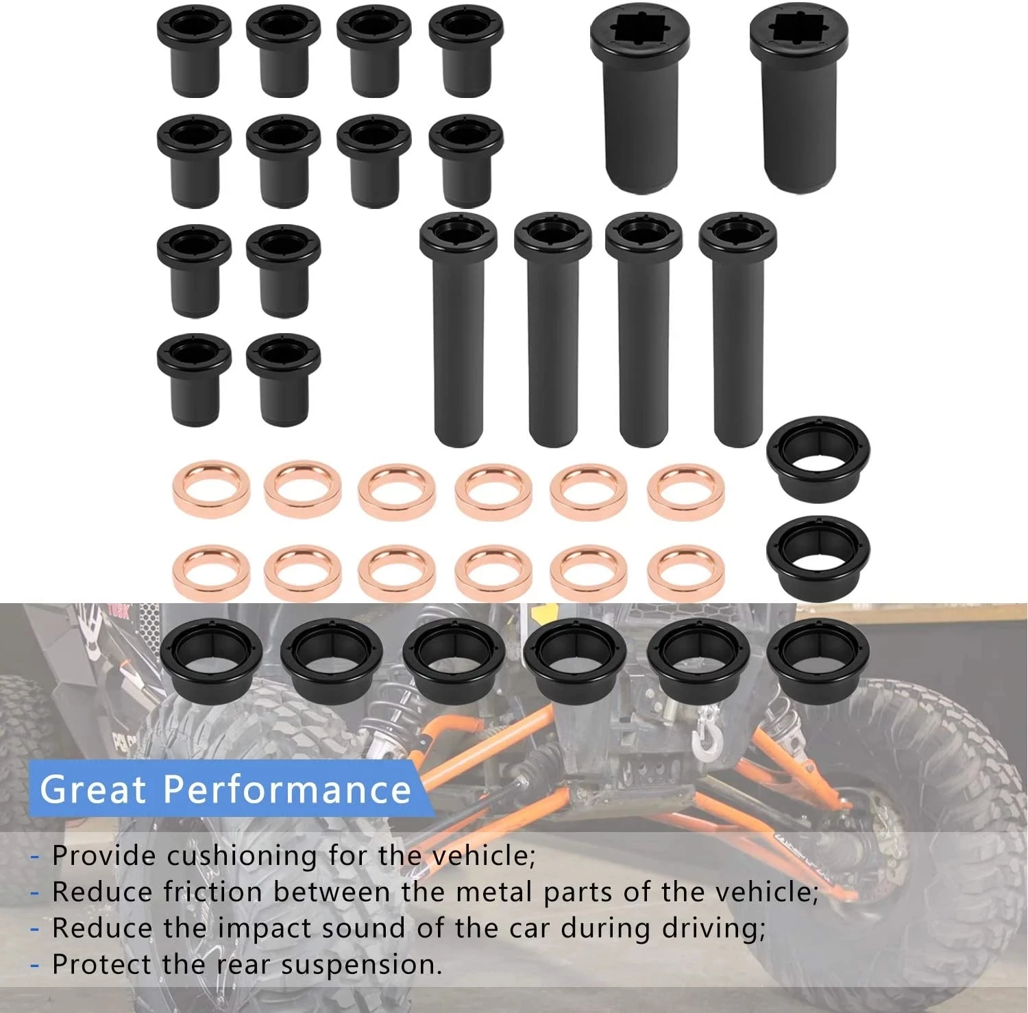 38 pçs/set Kit Suspensão Traseira UM-Braço Bucha para Polaris Sportsman 500RSE Desportista 400 4x4 700 Short & Long Buchas Espaçadores Set