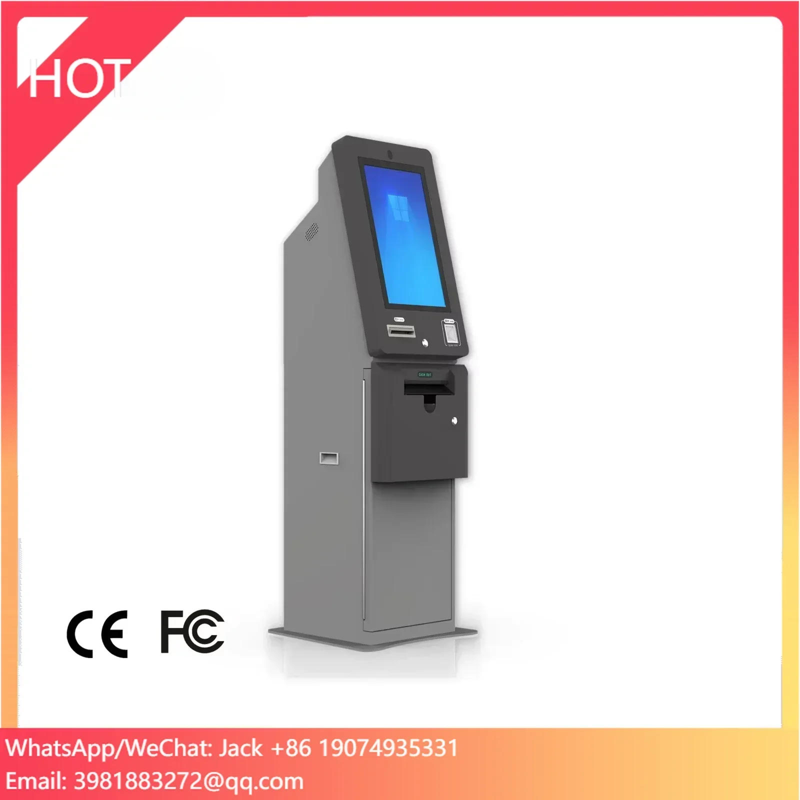 

Metal ATM Kiosk Ticket Redemption Terminal Cash Redemption Machine For Casino Amusement Skill Game Cabinet