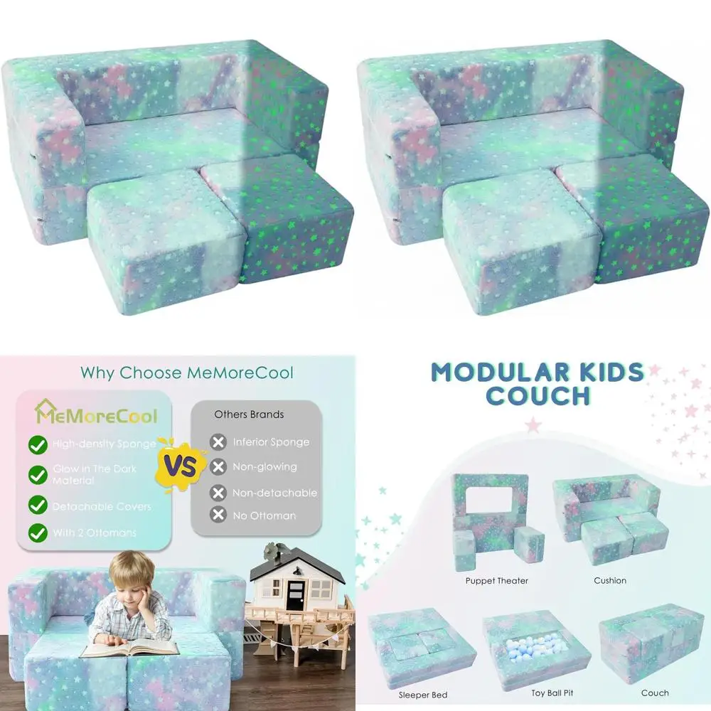 

Glowing Night Sofa for Kids, Modular Transformable Furniture