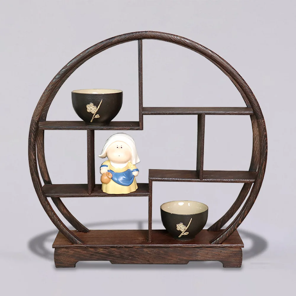 New Desktop Pure Wood Locker Rack Solid Wood Chinese Purple Clay Pot Tea Rack Tea Set Tea Rack image 3