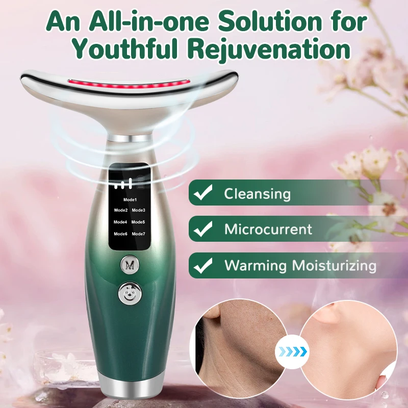 CMH EMS Microcurrent Chin Lifting Face Neck Beauty Device LED Photon Firming Rejuvenation Anti Wrinkle Skin Care Facial Massager