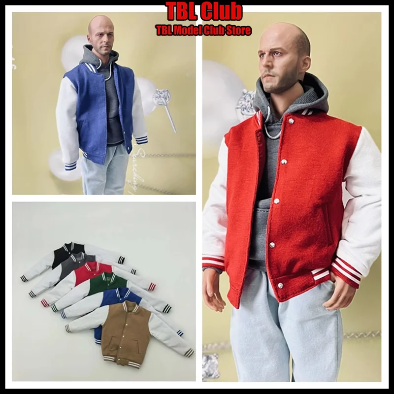 DG085 1/6 Scale Color-Blocking Stripes Baseball Sportswear Style Cardigan Jacket Male Clothes For 12-inch Action Figure Soldier
