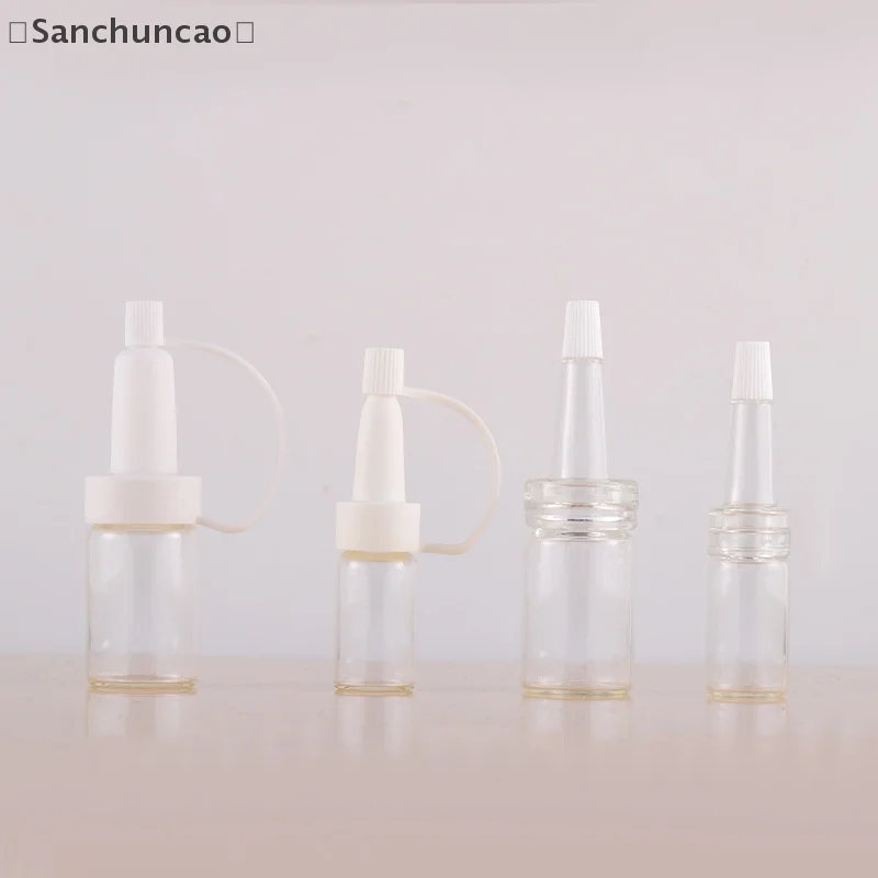 〔San〕5Pcs Clear/Tea Color 13/20mm White Tip Spout Cap Ampoule Serum Lids Flared Shape Top Sealing Cap Penicillin Bottle Droppe