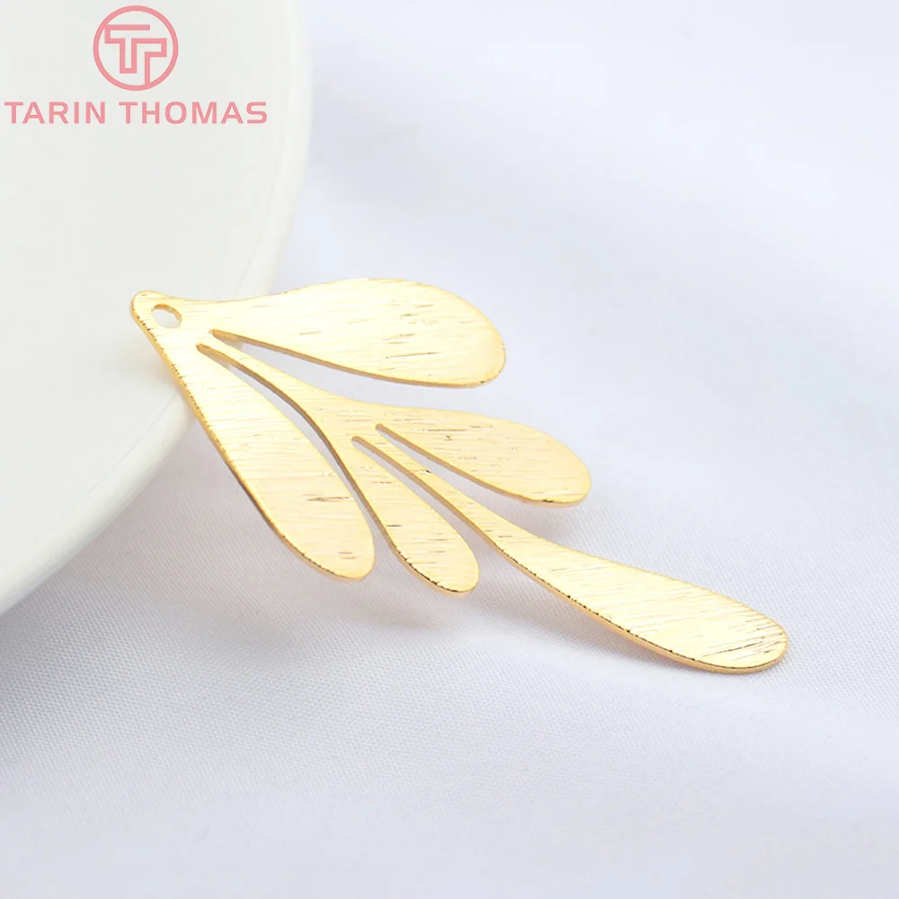 (852)6PCS 27x62MM 26.5x46MM 24K Gold Color Plated Brass Long Leaf Leaves for DIY Jewelry Making Findings Accessories