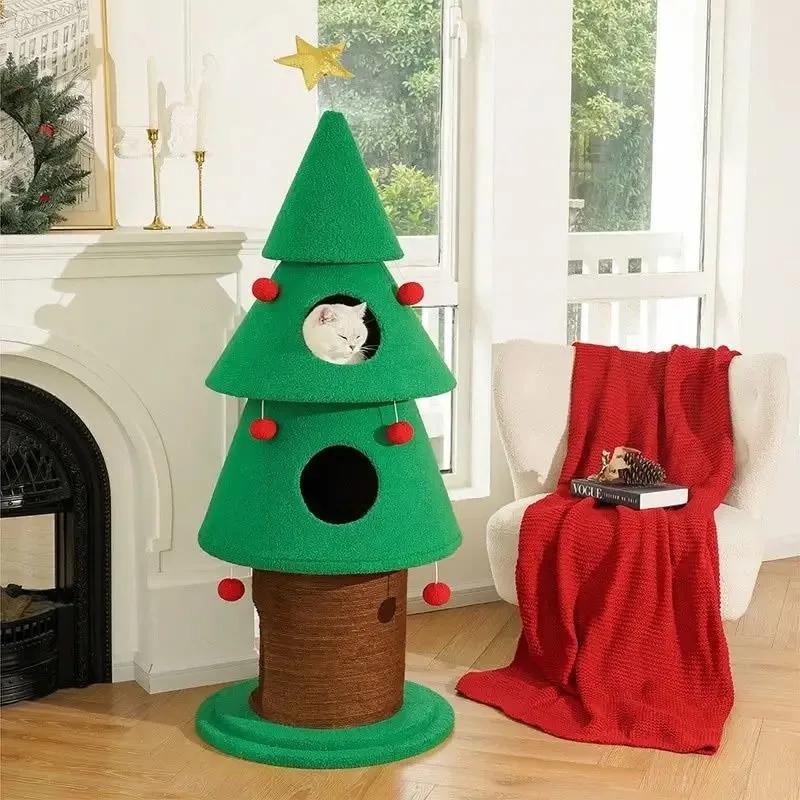 Wholesale Customized Christmas Tree Cat Tower Cat Activity Tree With Scratching Posts Wall Cat Tree Tower Large Luxury