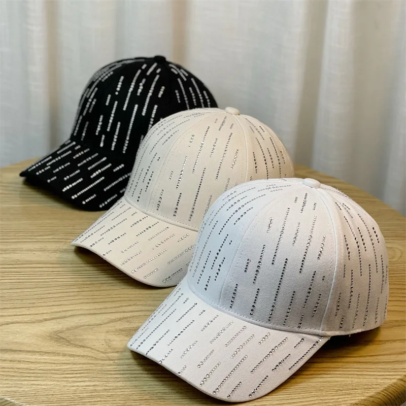 

New Fashion Peaked Cap Female Korean Version of The Tide All Diamonds Baseball Cap Spring and Summer Sun Visor Hats