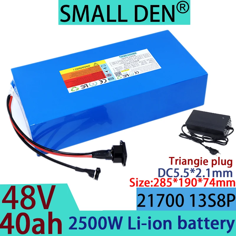 48V 40Ah 21700 13S8P lithium battery pack 2500W high-power electric tool with built-in BMS electric boat+2A 3A 5A charger