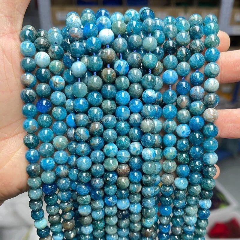 1A Natural Stone Apatite Beads Round Loose Spacer For Jewelry DIY Making Bracelet Earrings Accessories 15'' 6 8 10mm Pick Size